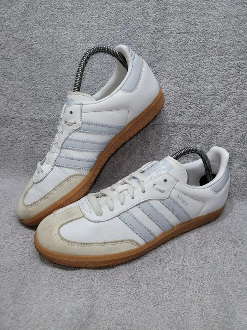 Adidas Samba OG Cloud White Halo Blue Tan Shoes IE0877 Women's/Ladies Size 9.5